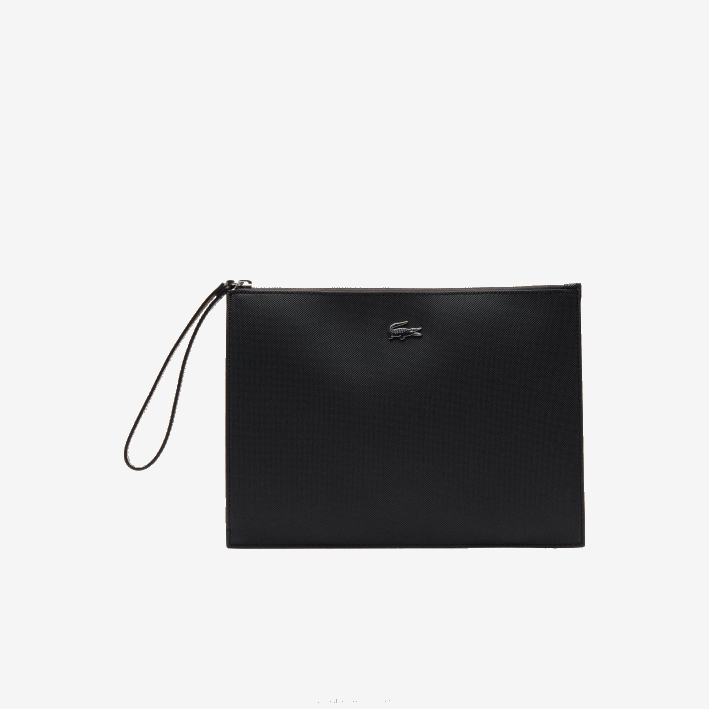 mujer Lacoste 6F242817 negro krema a91 bolso de mano anna de lona revestida de piqué con cremallera