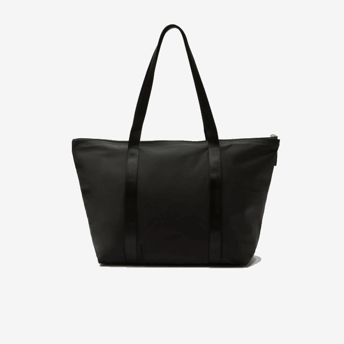 mujer Lacoste 6F242822 noir vert fluo k03 bolso shopper izzie grande de lona con asas a rayas