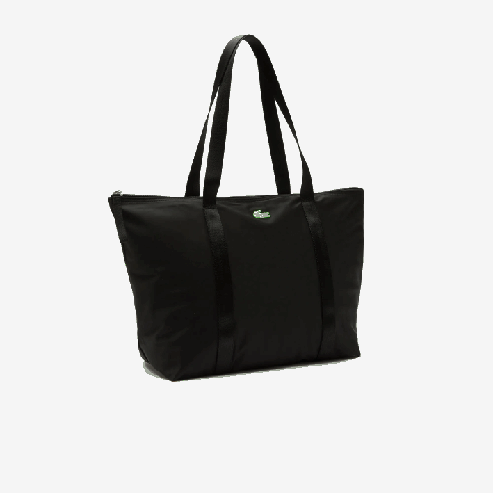 mujer Lacoste 6F242822 noir vert fluo k03 bolso shopper izzie grande de lona con asas a rayas