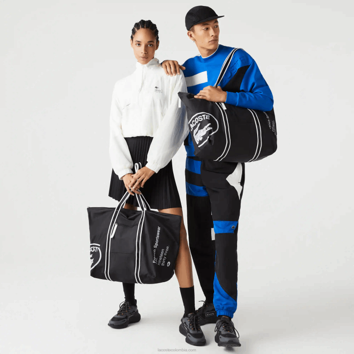 mujer Lacoste 6F242839 negro blanco 279 bolsa de fin de semana plegable con estampado en contraste mujer Lacoste 6F242839 negro blanco 279 bolsa de fin de semana plegable con estampado en contraste