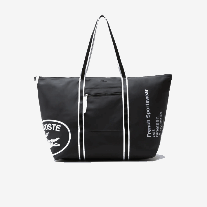 mujer Lacoste 6F242839 negro blanco 279 bolsa de fin de semana plegable con estampado en contraste