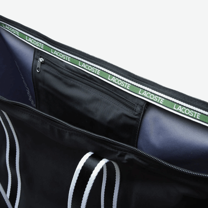 mujer Lacoste 6F242839 negro blanco 279 bolsa de fin de semana plegable con estampado en contraste