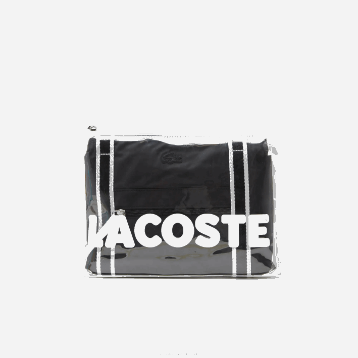 mujer Lacoste 6F242839 negro blanco 279 bolsa de fin de semana plegable con estampado en contraste