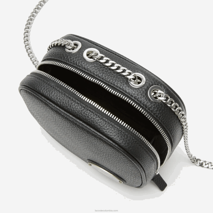 mujer Lacoste 6F242853 negro 000 bolsa crossover pequeña de piel granulada