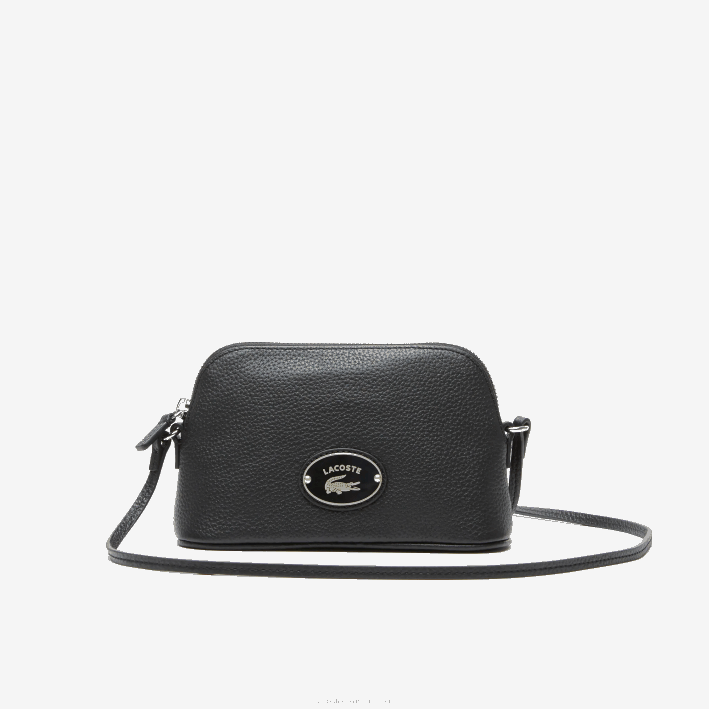 mujer Lacoste 6F242864 negro 000 bolsa crossover con cúpula de cuero granulado