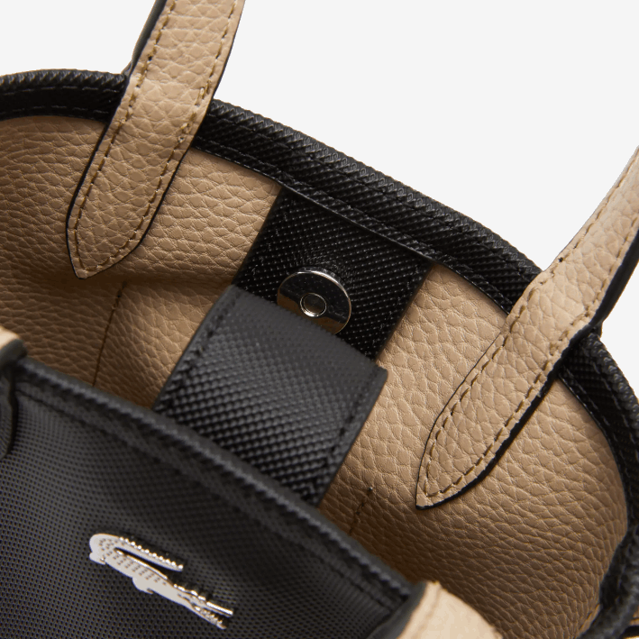 mujer Lacoste 6F242871 negro krema a91 bolso de hombro Anna Signature de petit piqué reversible