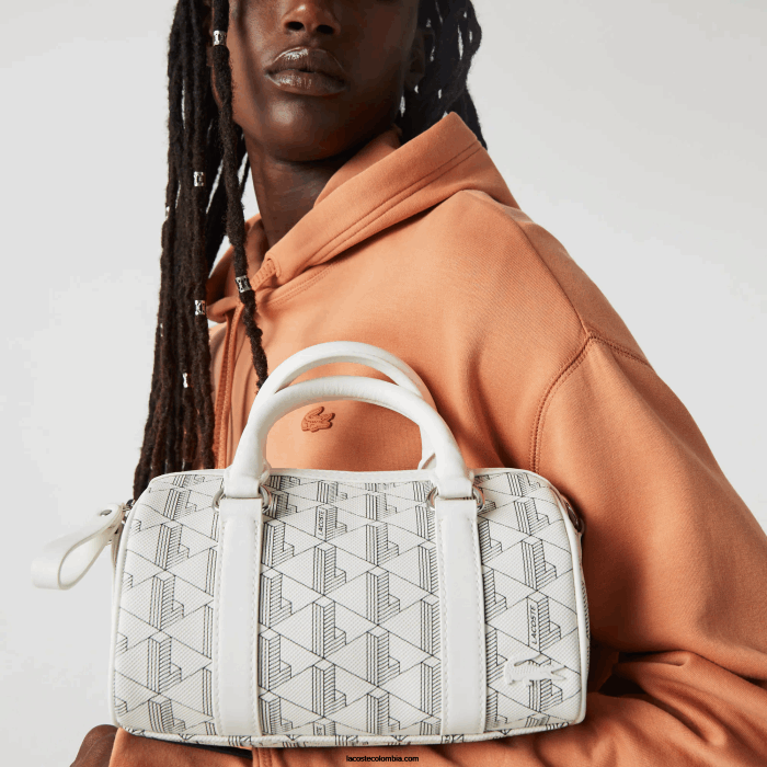 mujer Lacoste 6F242878 farina sinople f89 bolsa boston con monograma estampado mujer Lacoste 6F242878 farina sinople f89 bolsa boston con monograma estampado