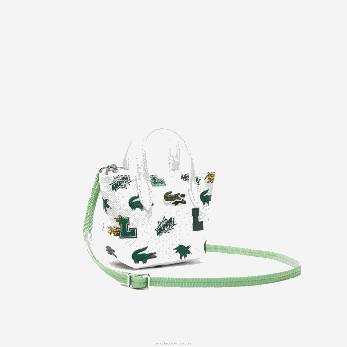 mujer Lacoste 6F242883 blanc croc por toda la prenda l05 bolso nano con estampado de cómic