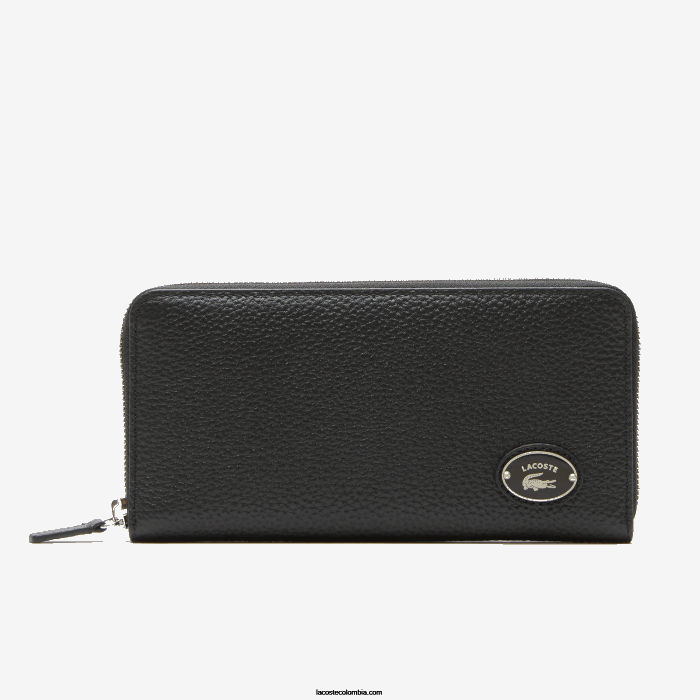 mujer Lacoste 6F242895 negro 000 cartera con cremallera y placa de metal