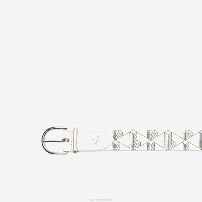 mujer Lacoste 6F242882 farina sinople f89 hebilla de lengüeta de lona con monograma