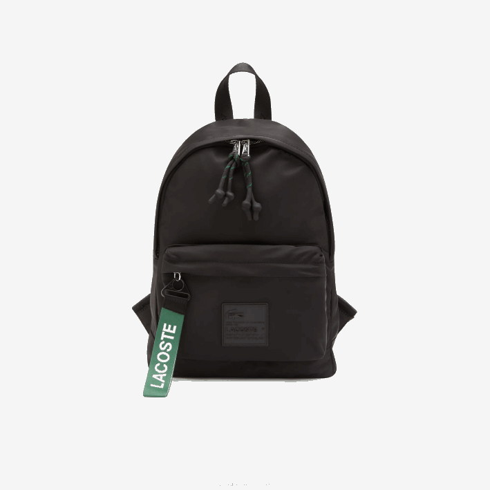 mujer Lacoste 6F242863 negro 000 mochila con tirador y parche de la firma mujer Lacoste 6F242863 negro 000 mochila con tirador y parche de la firma