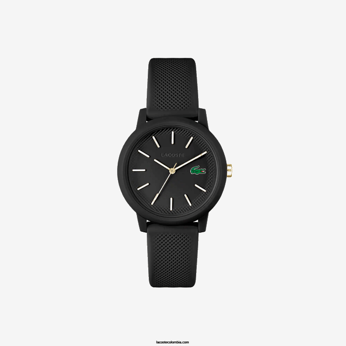 mujer Lacoste 6F242910 negro 000 Reloj 12.12 con correa de silicona negra.