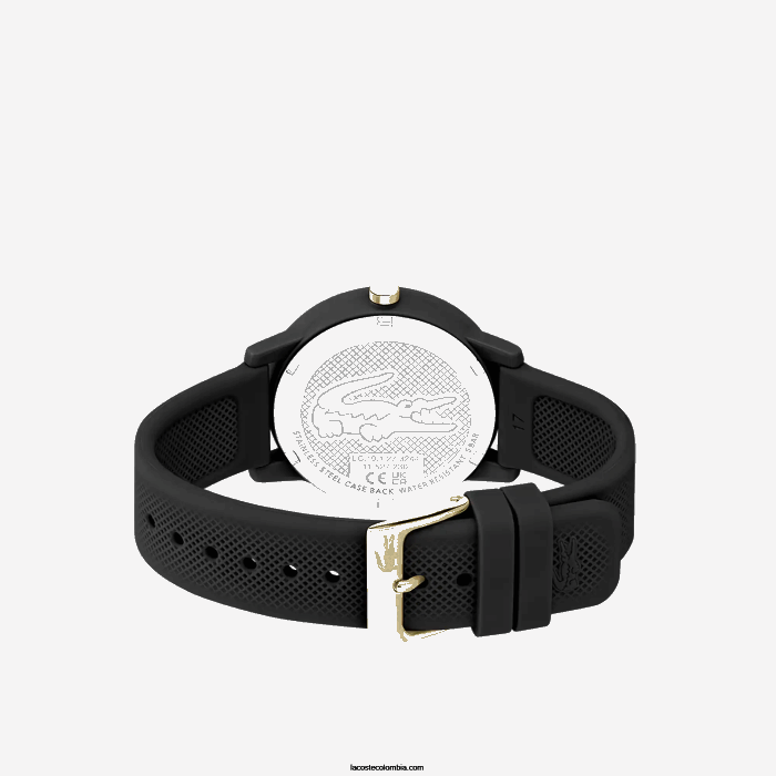 mujer Lacoste 6F242910 negro 000 Reloj 12.12 con correa de silicona negra.