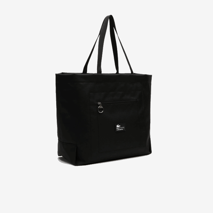mujer Lacoste 6F241947 parche negro l51 tote oversize con logo en contraste