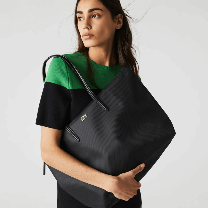 mujer Lacoste 6F242766 negro 000 bolso shopper con cremallera l.12.12 concept mujer Lacoste 6F242766 negro 000 bolso shopper con cremallera l.12.12 concept