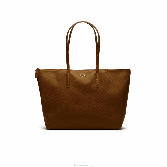 mujer Lacoste 6F242768 marrón dorado 397 bolso shopper con cremallera l.12.12 concept mujer Lacoste 6F242768 marrón dorado 397 bolso shopper con cremallera l.12.12 concept