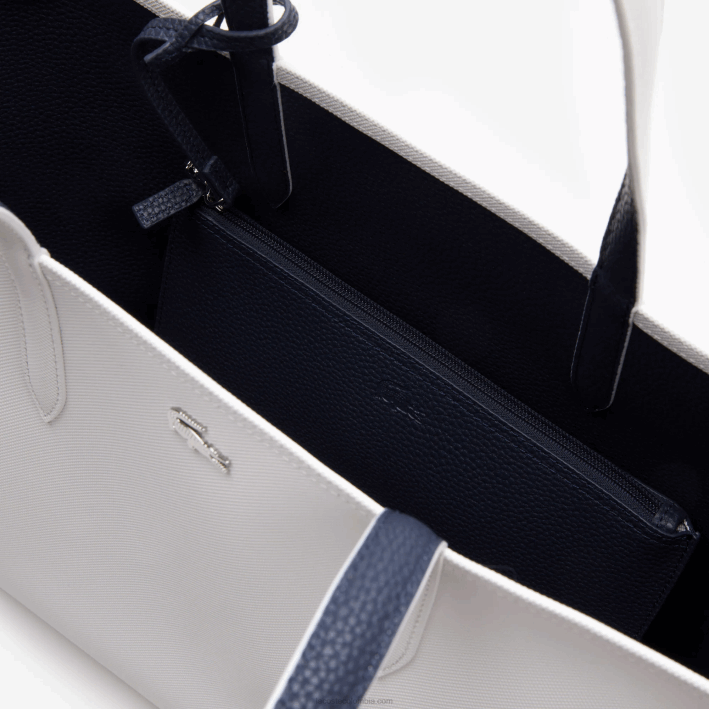 mujer Lacoste 6F242776 noche azul farine l44 bolso shopper anna reversible bicolor