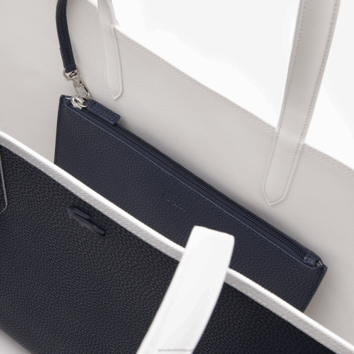 mujer Lacoste 6F242776 noche azul farine l44 bolso shopper anna reversible bicolor