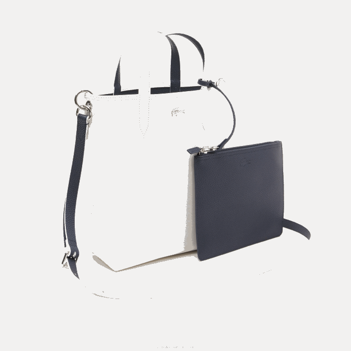 mujer Lacoste 6F242780 noche azul farine l44 tote anna reversible de lona revestida