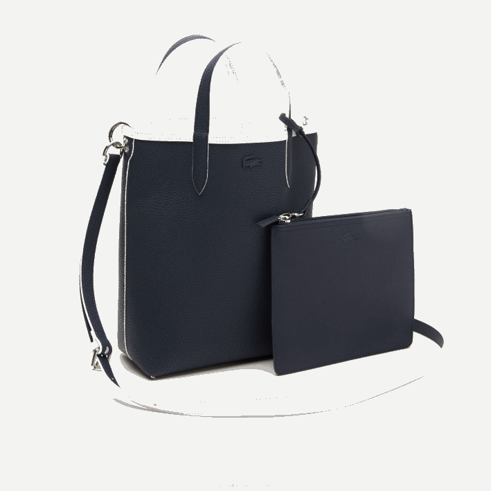 mujer Lacoste 6F242780 noche azul farine l44 tote anna reversible de lona revestida