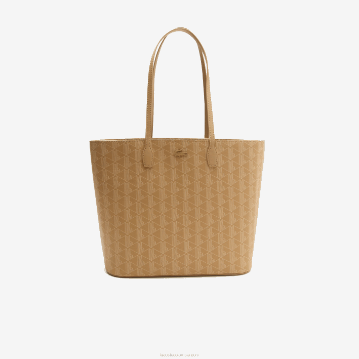 mujer Lacoste 6F242786 beige vienés l01 bolso shopper con monograma estampado mujer Lacoste 6F242786 beige vienés l01 bolso shopper con monograma estampado