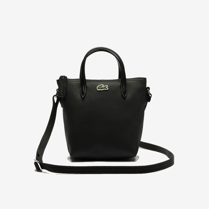 mujer Lacoste 6F242820 negro 000 l.12.12 concept bolso tote mini de lona revestida de petit piqué con cremallera
