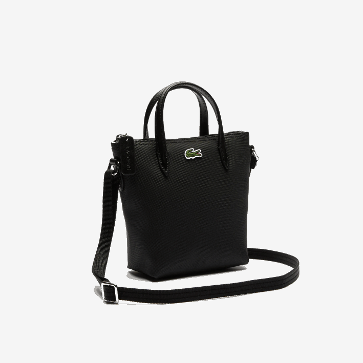 mujer Lacoste 6F242820 negro 000 l.12.12 concept bolso tote mini de lona revestida de petit piqué con cremallera