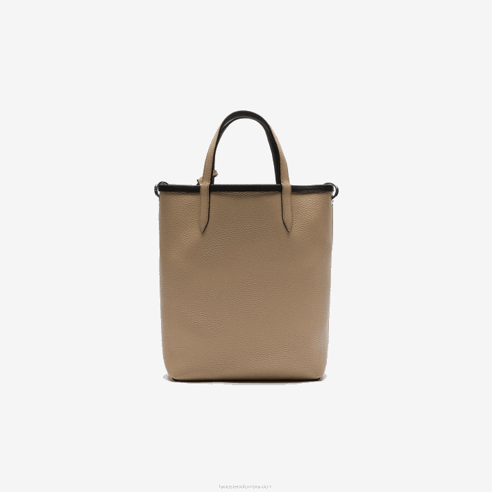 mujer Lacoste 6F242830 negro krema a91 tote anna reversible de lona revestida