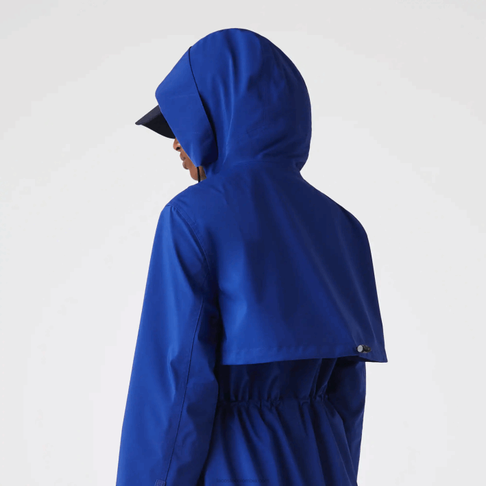 mujer Lacoste 6F242628 bdm azul parka impermeable larga con capucha