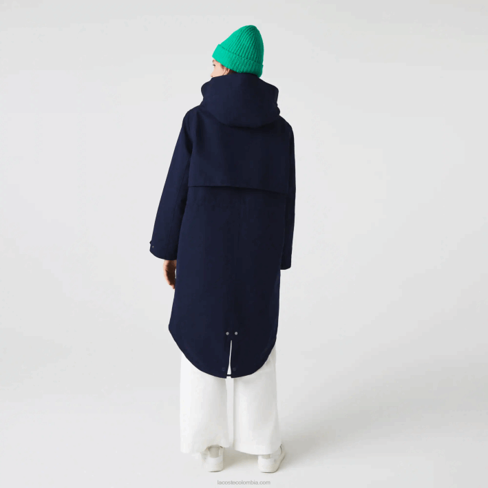 mujer Lacoste 6F242629 azul marino naranja pf1 parka 3 en 1 repelente al agua