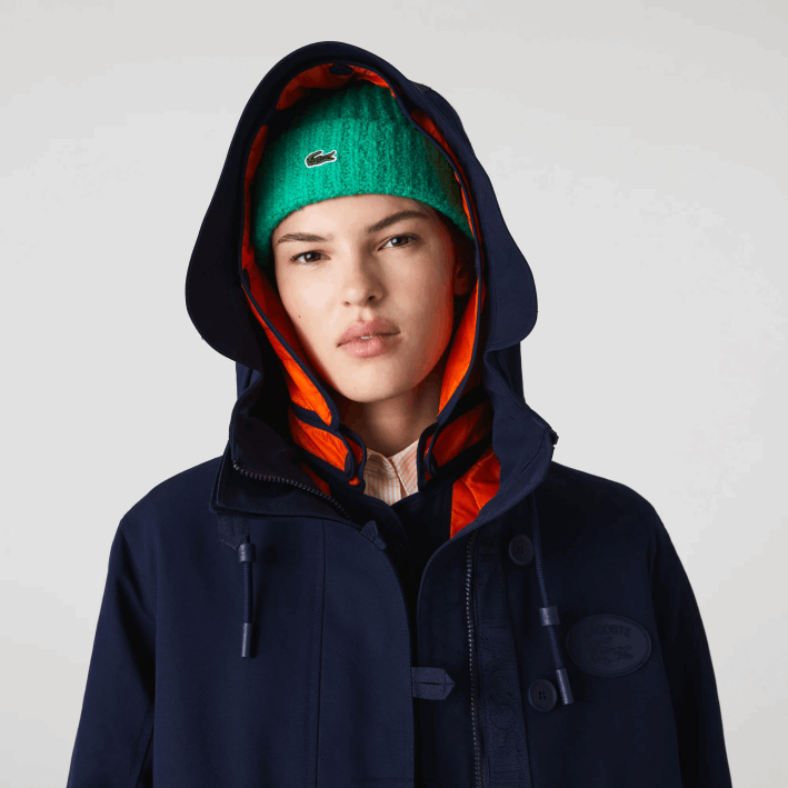mujer Lacoste 6F242629 azul marino naranja pf1 parka 3 en 1 repelente al agua