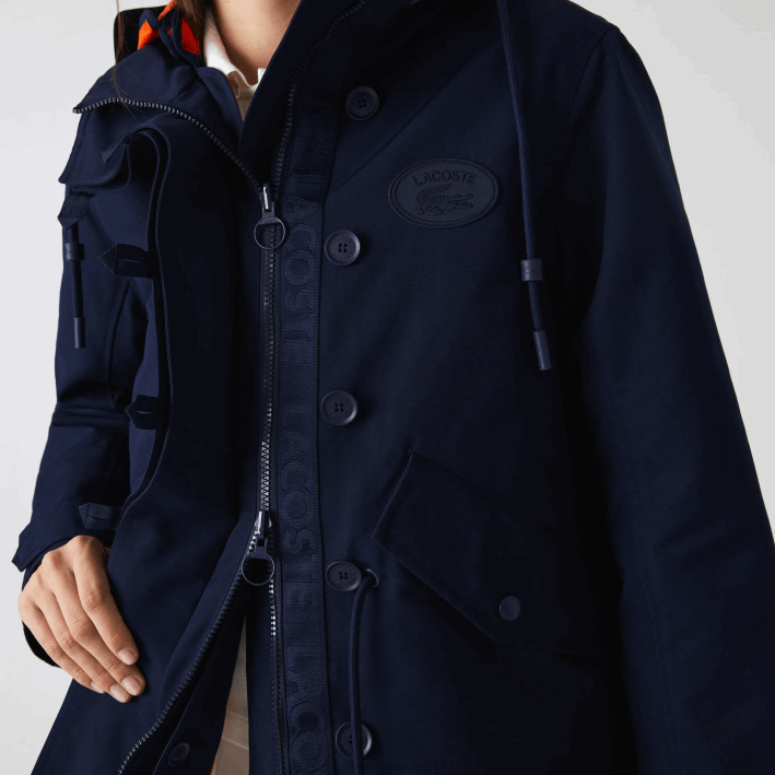 mujer Lacoste 6F242629 azul marino naranja pf1 parka 3 en 1 repelente al agua