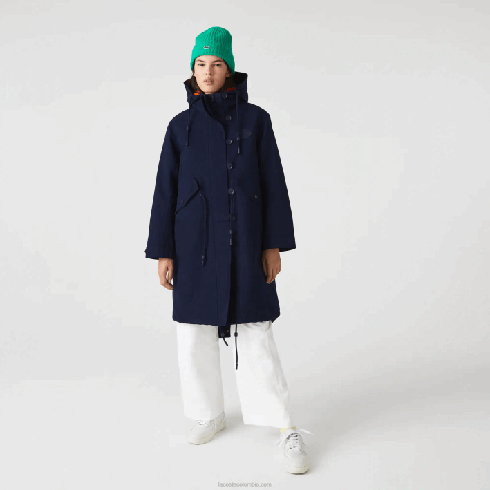 mujer Lacoste 6F242629 azul marino naranja pf1 parka 3 en 1 repelente al agua