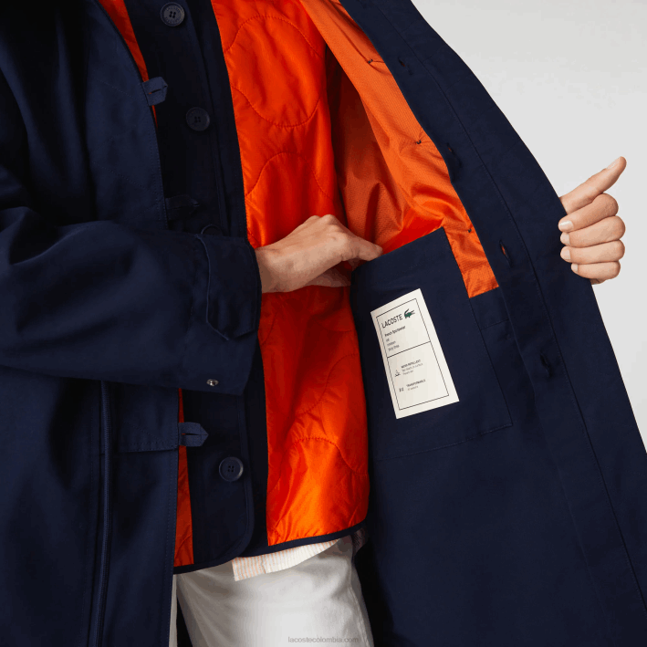 mujer Lacoste 6F242629 azul marino naranja pf1 parka 3 en 1 repelente al agua