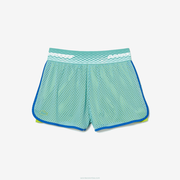 mujer Lacoste 6F242444 menta zli pantalones cortos de tenis con calzoncillos incorporados