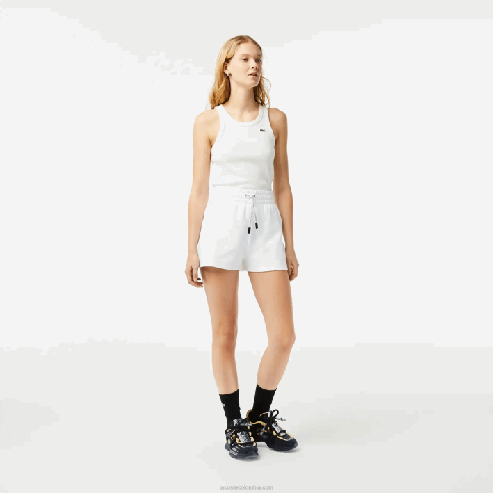 mujer Lacoste 6F242445 blanco 001 pantalones cortos lisos