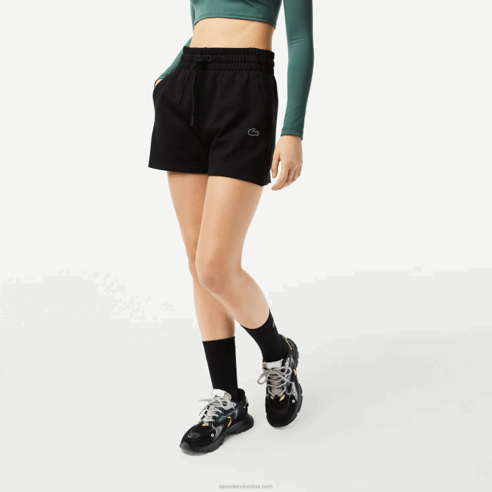 mujer Lacoste 6F242446 negro 031 pantalones cortos lisos