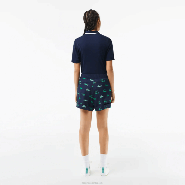 mujer Lacoste 6F242447 azul marino 166 bermudas ligeras de golf estampadas