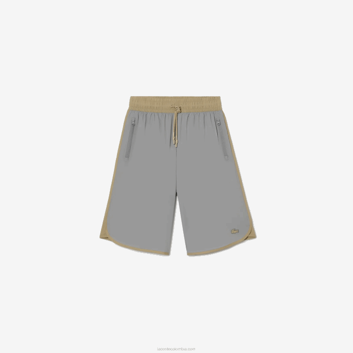 mujer Lacoste 6F242451 beige gris 7mt bermudas de dos tonos