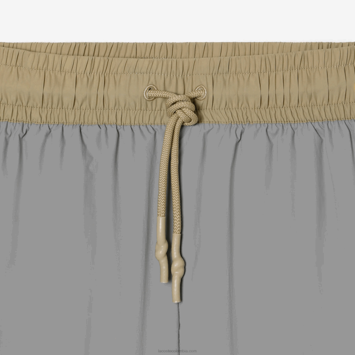 mujer Lacoste 6F242451 beige gris 7mt bermudas de dos tonos