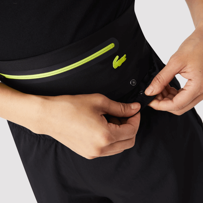 mujer Lacoste 6F242644 negro c31 shorts deportivos con cinturón removible