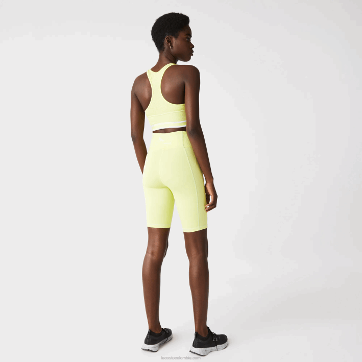 mujer Lacoste 6F242655 llamativo amarillo verde bzc pantalones cortos de bicicleta deportiva