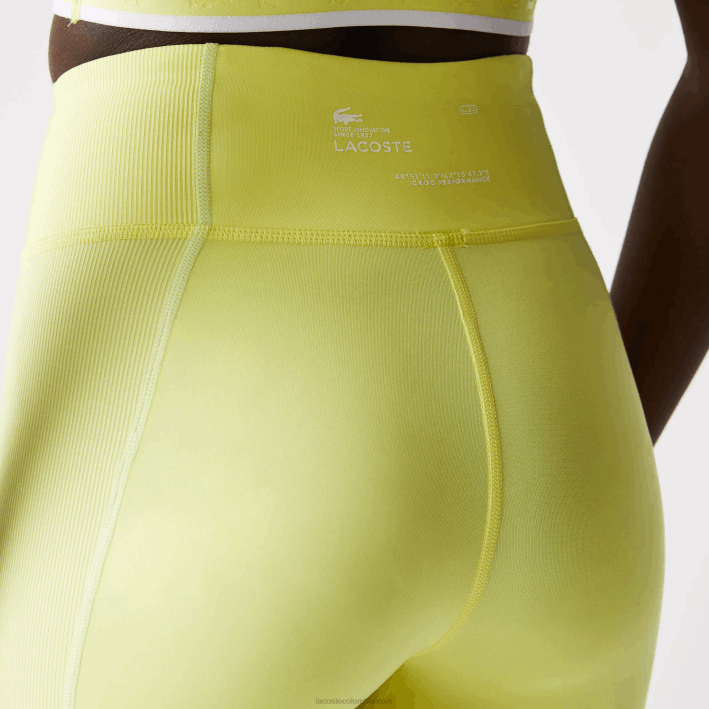 mujer Lacoste 6F242655 llamativo amarillo verde bzc pantalones cortos de bicicleta deportiva
