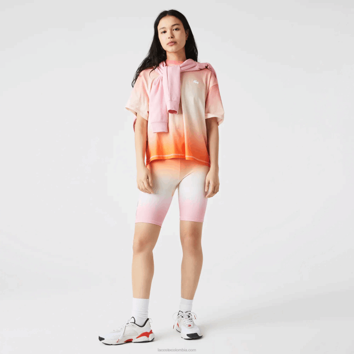 mujer Lacoste 6F242661 rosa blanco naranja dfk shorts ciclistas degradados sport summer pack