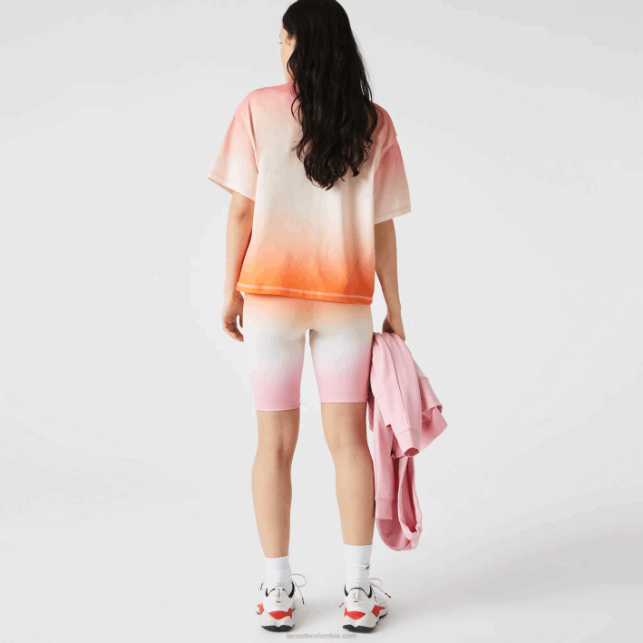 mujer Lacoste 6F242661 rosa blanco naranja dfk shorts ciclistas degradados sport summer pack