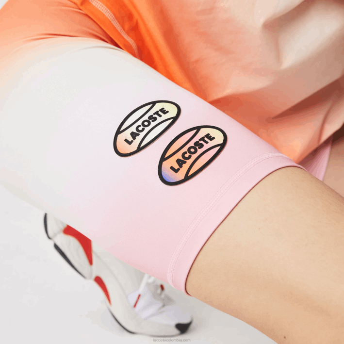 mujer Lacoste 6F242661 rosa blanco naranja dfk shorts ciclistas degradados sport summer pack