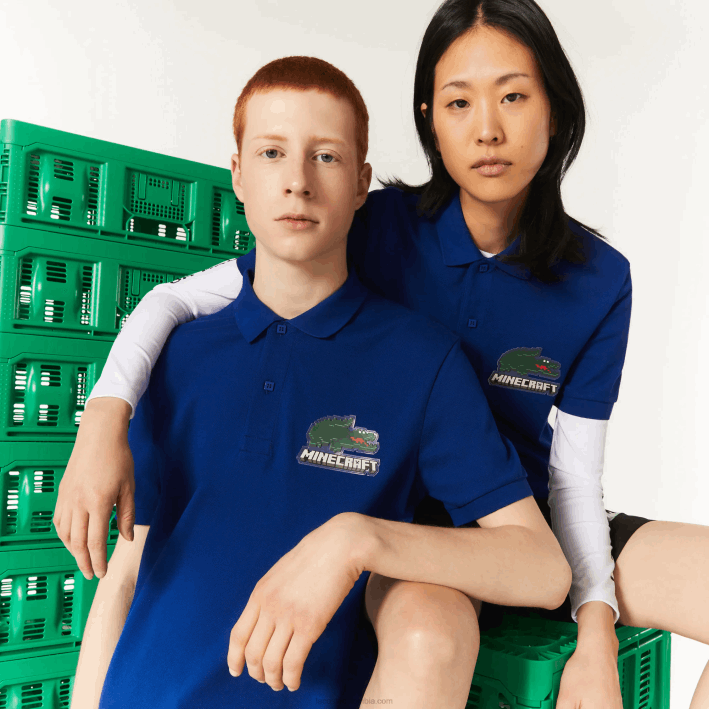 mujer6F24942 bdm azul polo de algodón orgánico de corte clásico lacoste x minecraft