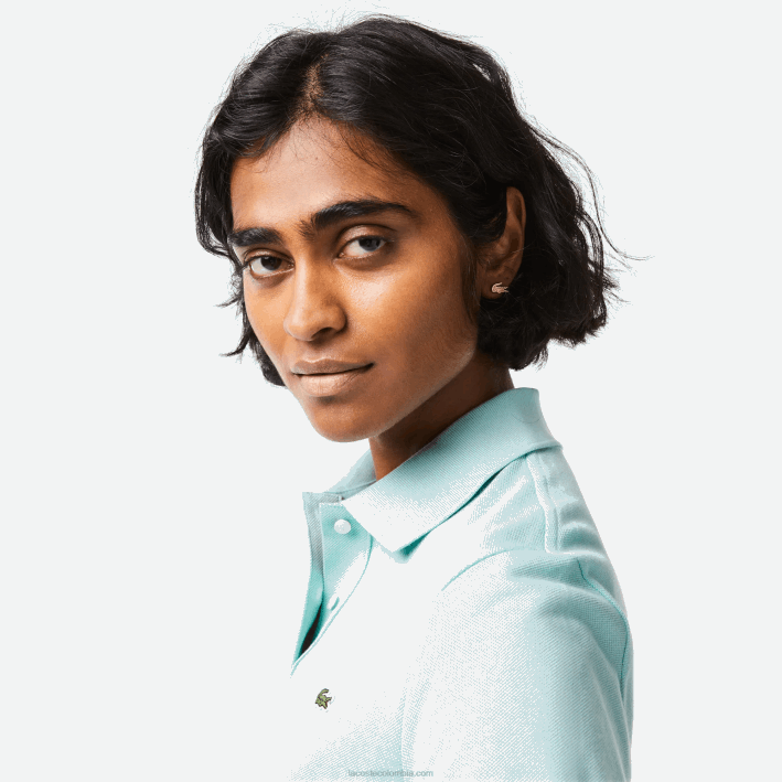 mujer Lacoste 6F242362 menta lgf Polo de petit piqué de algodón suave de corte regular