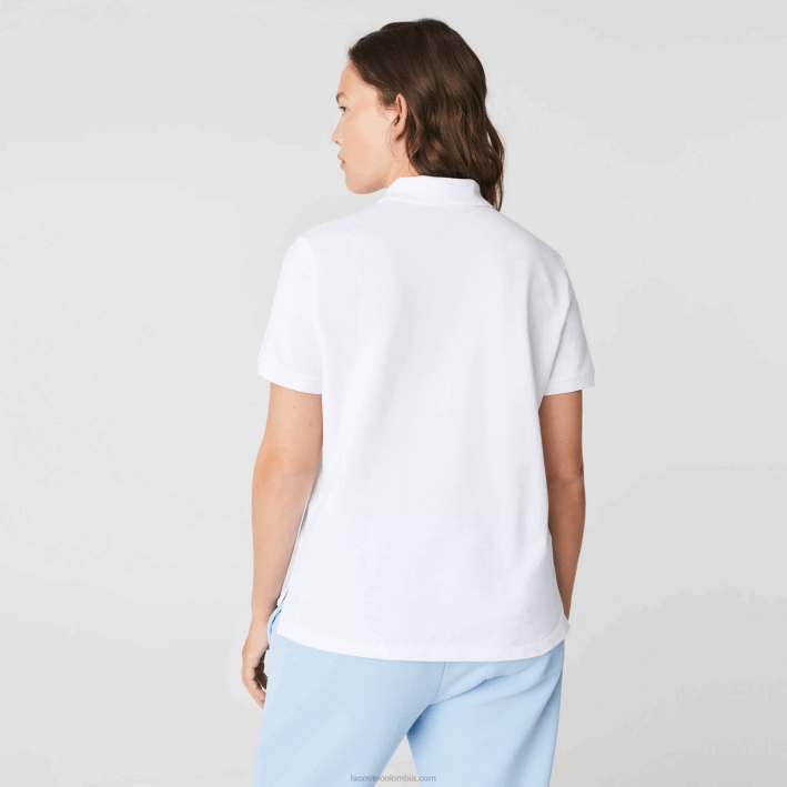 mujer Lacoste 6F242363 blanco 001 Polo de petit piqué de algodón suave de corte regular