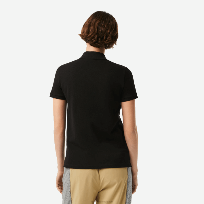 mujer Lacoste 6F242364 negro 031 Polo de petit piqué de algodón suave de corte regular